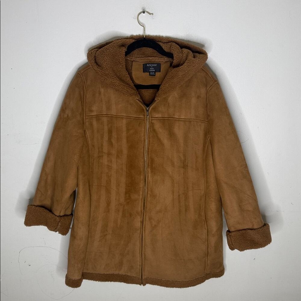 Oleg Cassini Arcticwear Tan Sherpa Lined Hooded Jacket Size 20W